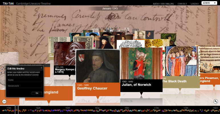 Screenshot of Cambridge Literature Timeline