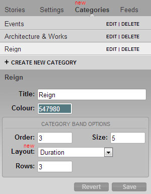 Options for the category band view