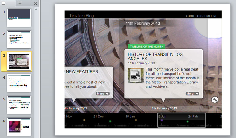 Embedded timeline shown in PowerPoint