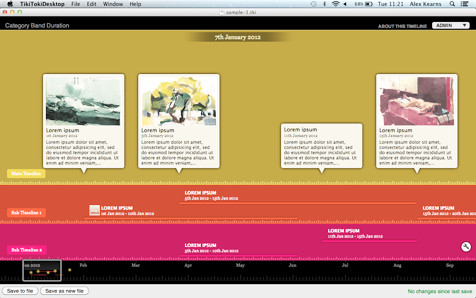 A category band timeline made using TikiToki Desktop