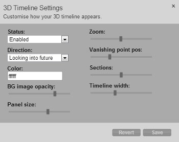 Settings for 3d timeline view