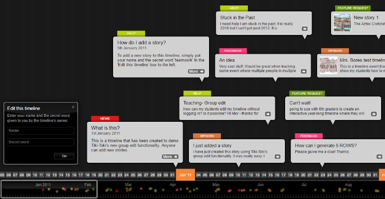 A Tiki-Toki timeline using group edit functionality