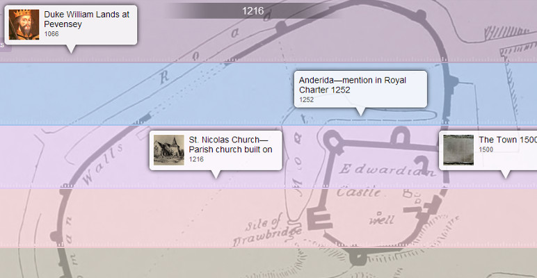 Screenshot from Pevensey timeline