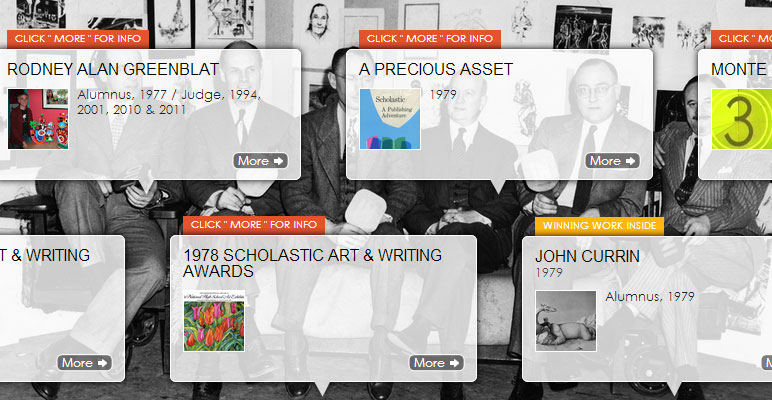 Screenshot of The Scholastic Art & Writing Awards timeline